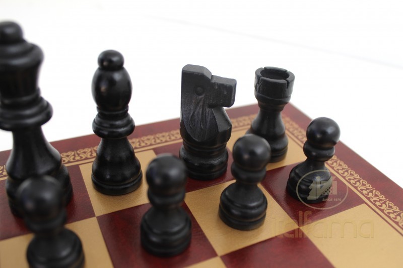 Luxury black leather and marble chess set board with roman chessmen –