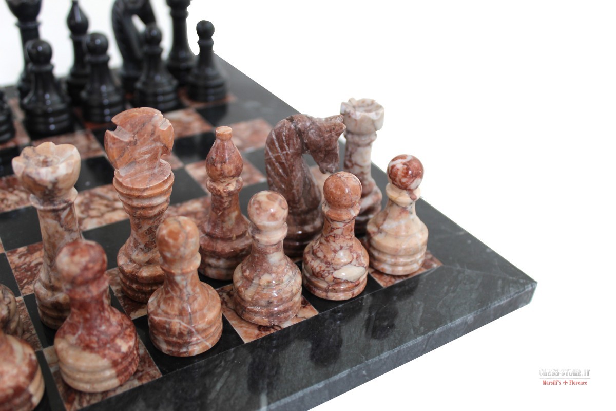French Pink and Black Marble Chess, circa 1980 For Sale at 1stDibs